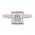 Rose gold Princess Diamond Solitaire Ring with Bezel Setting