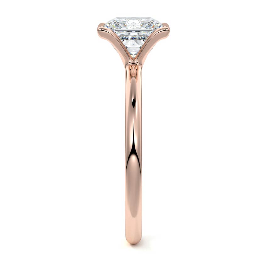 Rose gold Princess Diamond Solitaire Ring with Bezel Setting