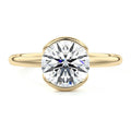 Yellow gold Round Diamond Solitaire Ring with Bezel Setting