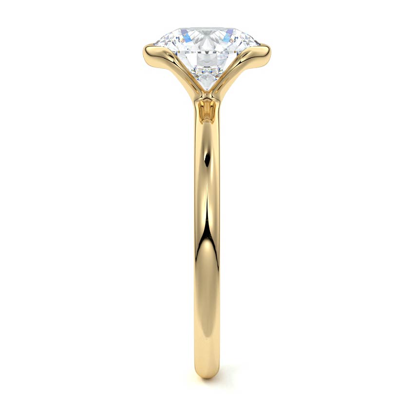 Yellow gold Round Diamond Solitaire Ring with Bezel Setting
