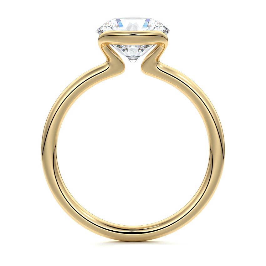 Yellow gold Round Diamond Solitaire Ring with Bezel Setting