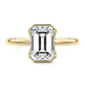 Yellow gold Emerald Diamond Solitaire Ring with Bezel Setting