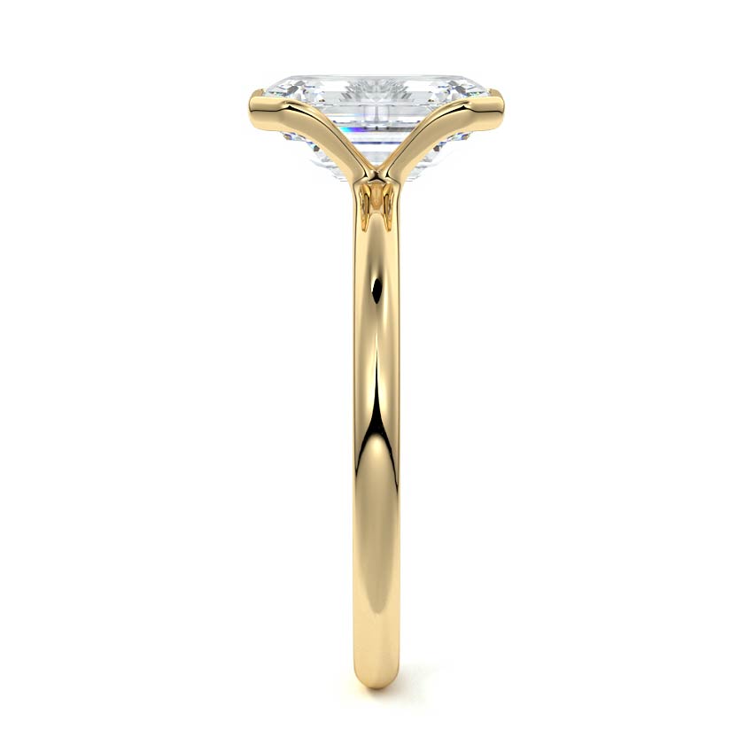 Yellow gold Emerald Diamond Solitaire Ring with Bezel Setting