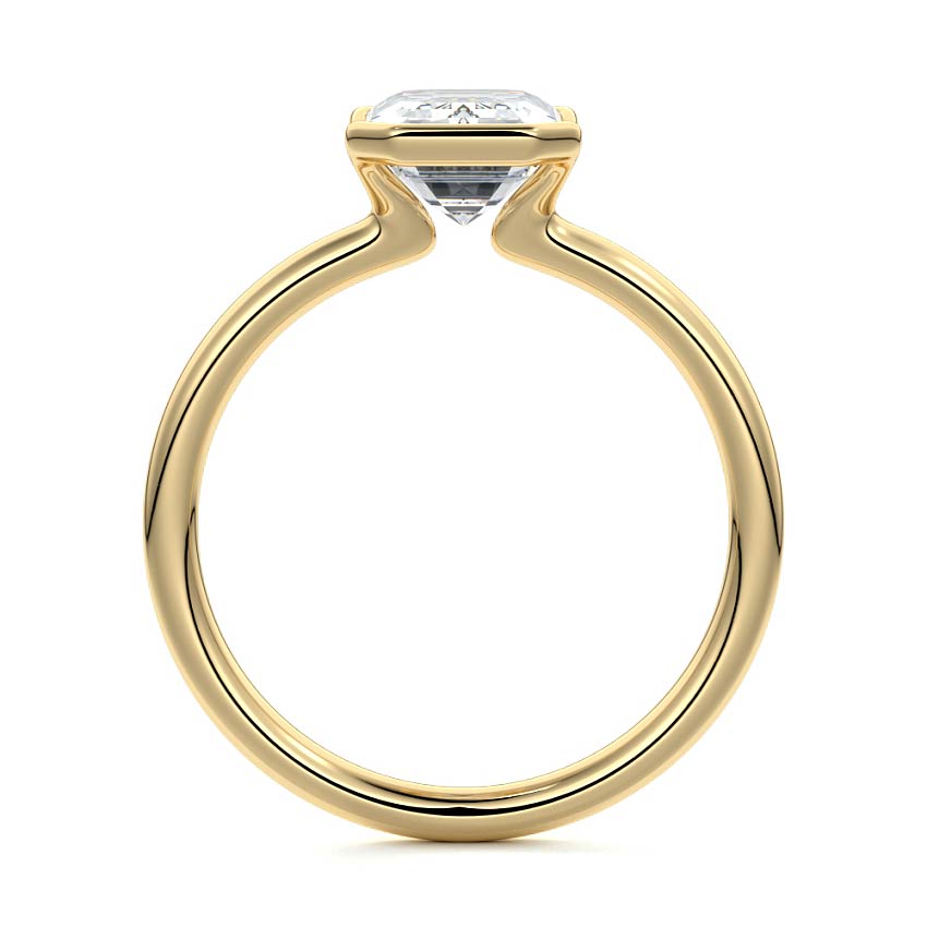 Yellow gold Emerald Diamond Solitaire Ring with Bezel Setting