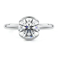 Silver Round Diamond Solitaire Ring with Bezel Setting