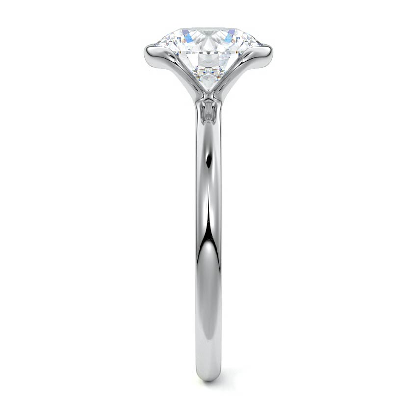 Silver Round Diamond Solitaire Ring with Bezel Setting