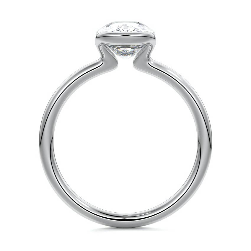Platinum Cushion Diamond Solitaire Ring with Bezel Setting
