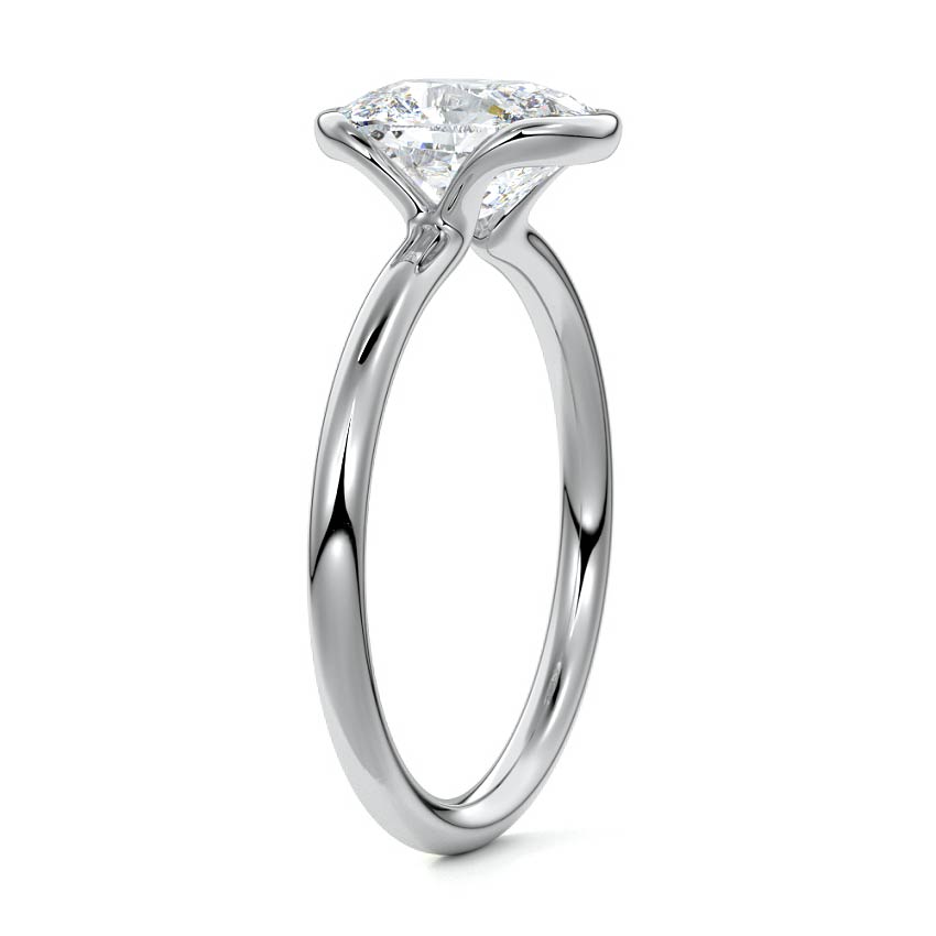 Platinum Cushion Diamond Solitaire Ring with Bezel Setting