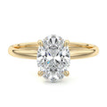 Yellow gold Oval Diamond Solitaire Engagement Ring with Hidden Halo
