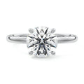 Silver Round Diamond Solitaire Engagement Ring with Hidden Halo