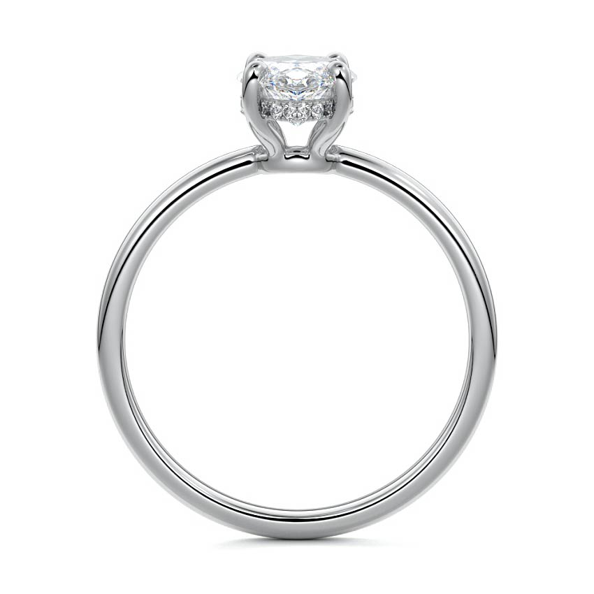 Platinum Marquise Diamond Solitaire Engagement Ring with Hidden Halo