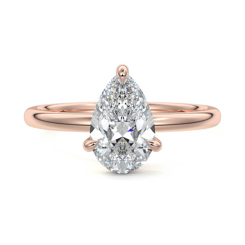 Rose gold Pear Diamond Solitaire Engagement Ring with Open Cathedral Setting