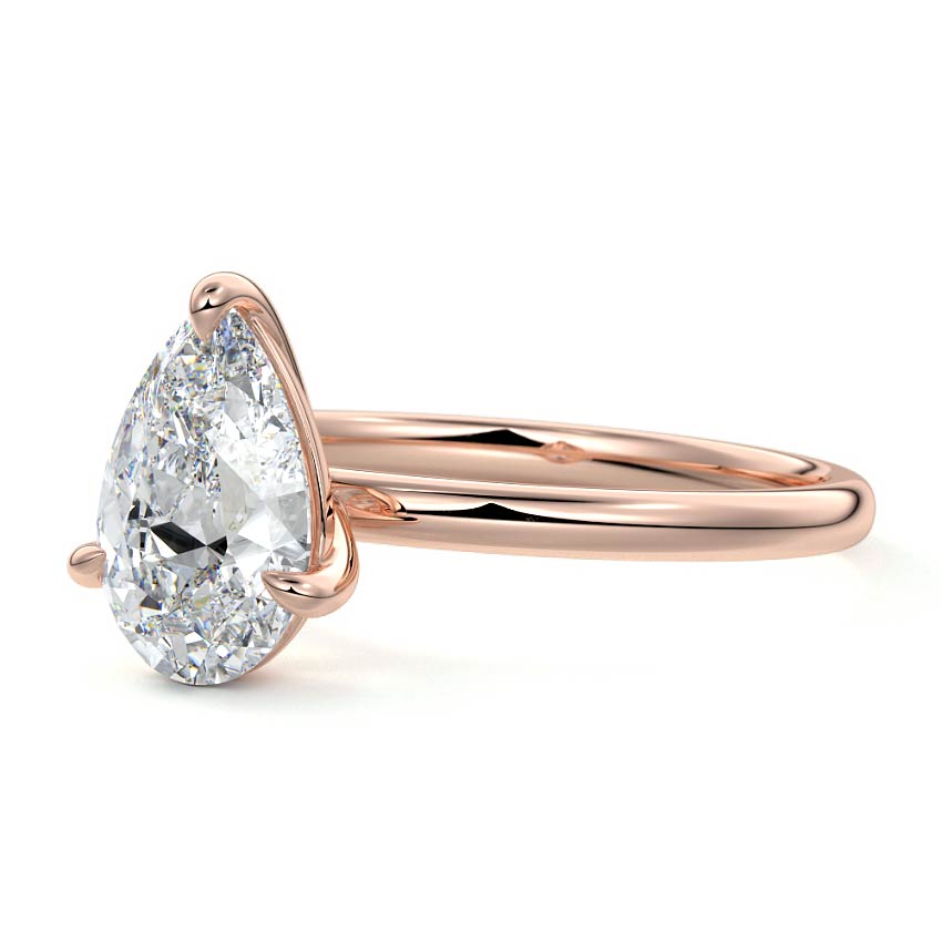 Rose gold Pear Diamond Solitaire Engagement Ring with Open Cathedral Setting