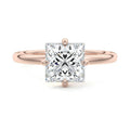 Rose gold Princess Diamond Solitaire Engagement Ring with Open Cathedral Setting