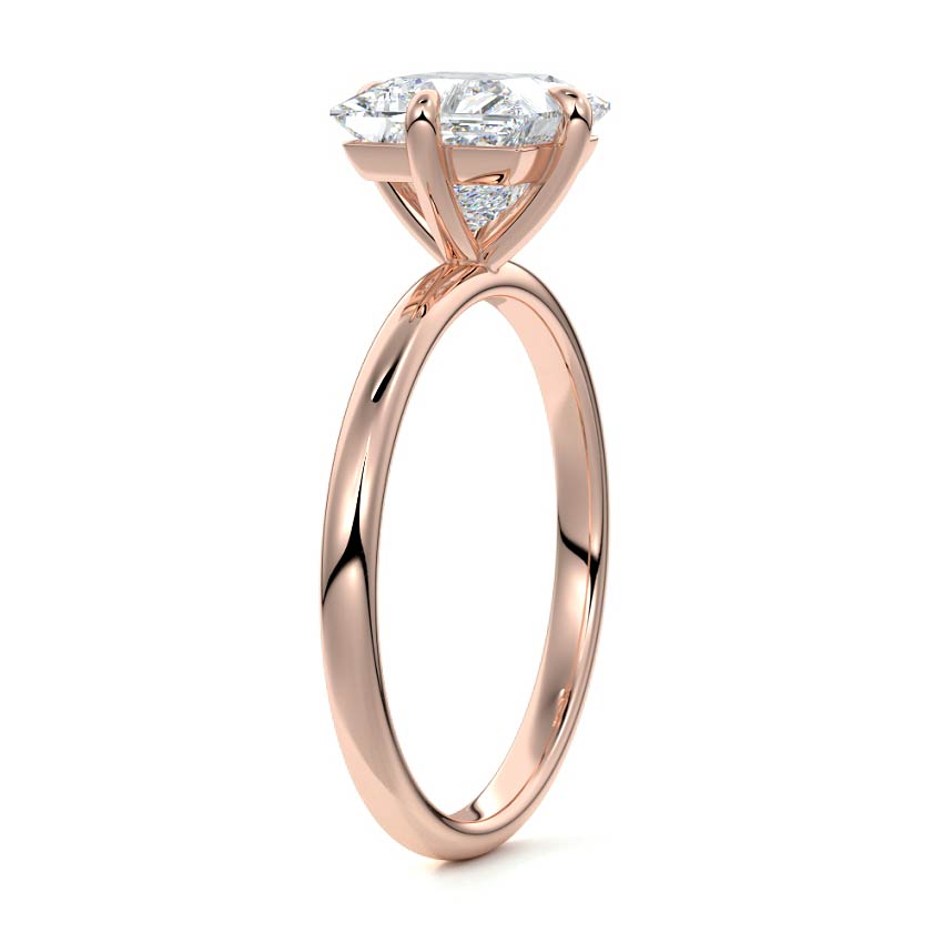 Rose gold Princess Diamond Solitaire Engagement Ring with Open Cathedral Setting