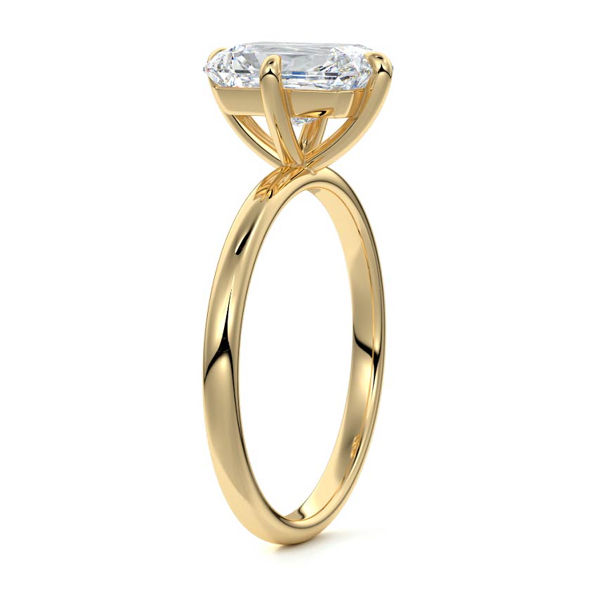 Yellow gold Radiant Diamond Solitaire Engagement Ring with Open Cathedral Setting