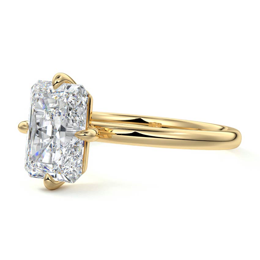 Yellow gold Radiant Diamond Solitaire Engagement Ring with Open Cathedral Setting