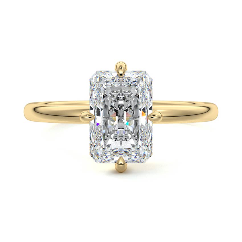 Yellow gold Radiant Diamond Solitaire Engagement Ring with Open Cathedral Setting