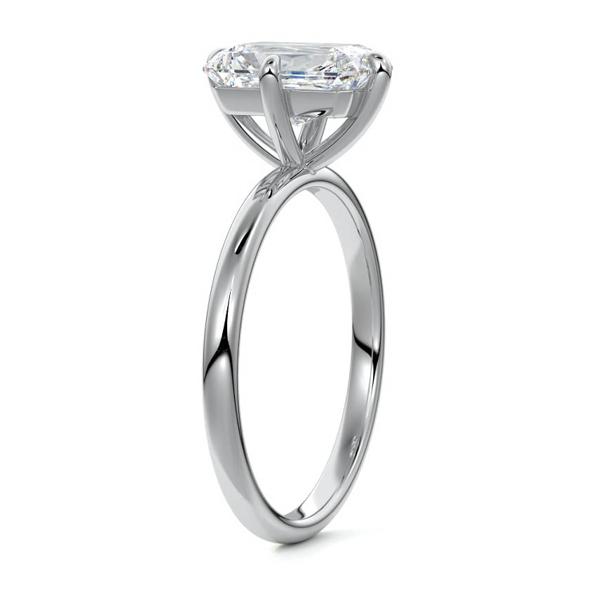 White gold Radiant Diamond Solitaire Engagement Ring with Open Cathedral Setting