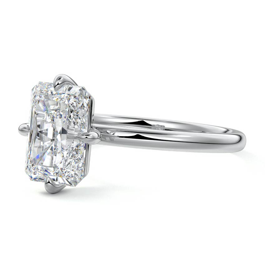 White gold Radiant Diamond Solitaire Engagement Ring with Open Cathedral Setting