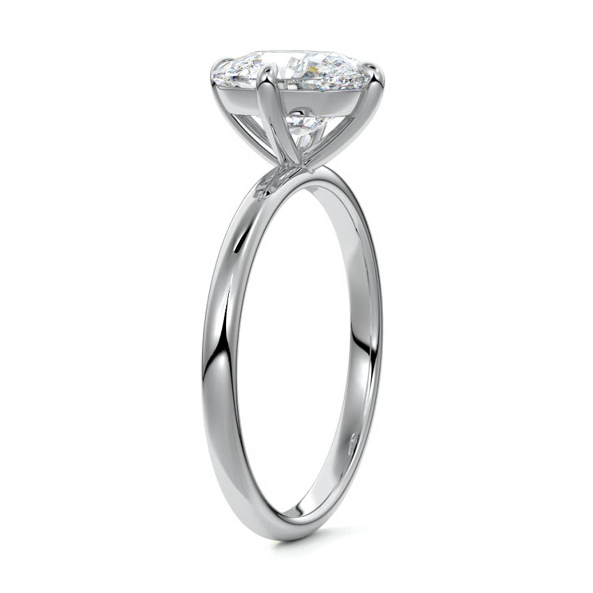 White gold Cushion Diamond Solitaire Engagement Ring with Open Cathedral Setting