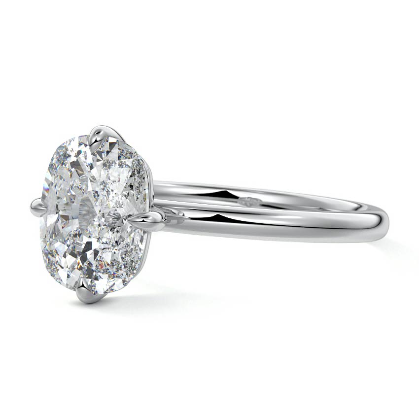 White gold Cushion Diamond Solitaire Engagement Ring with Open Cathedral Setting