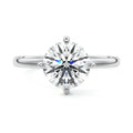 Platinum Round Diamond Solitaire Engagement Ring with Open Cathedral Setting
