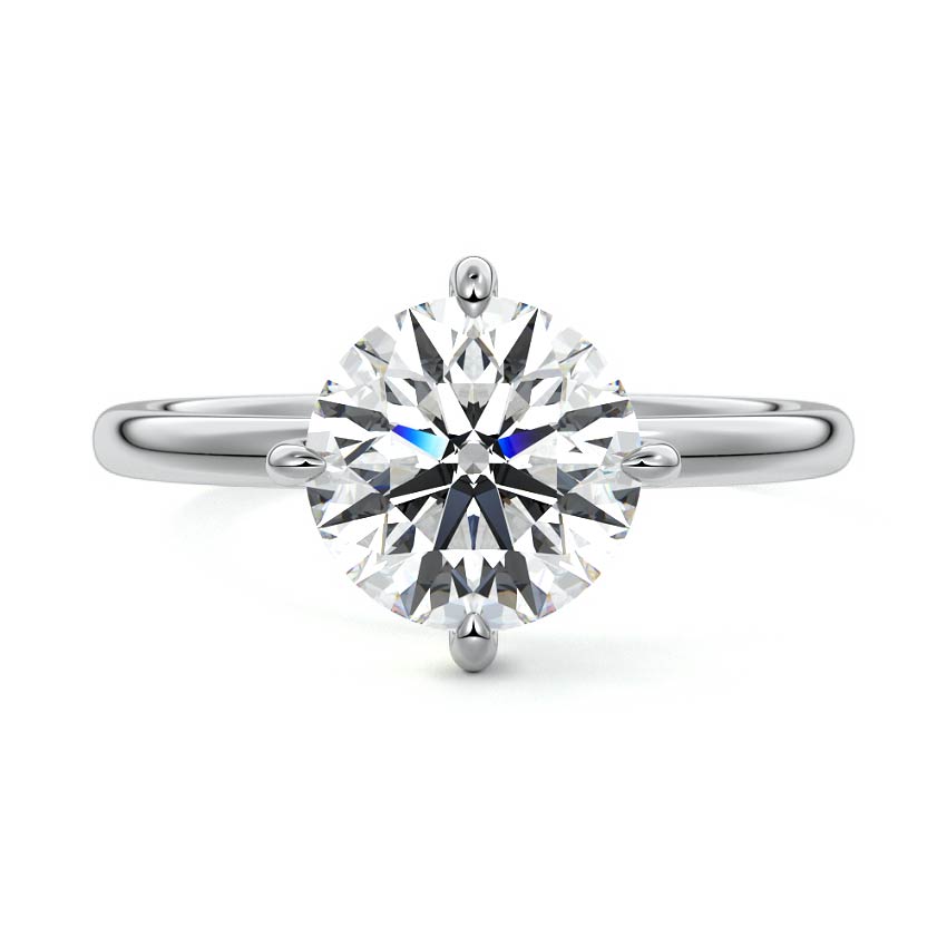 Platinum Round Diamond Solitaire Engagement Ring with Open Cathedral Setting