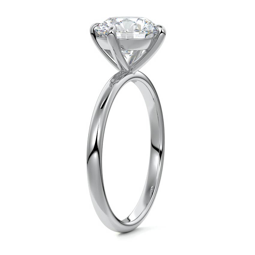 Platinum Round Diamond Solitaire Engagement Ring with Open Cathedral Setting