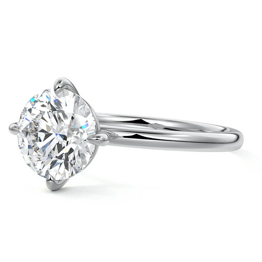 Platinum Round Diamond Solitaire Engagement Ring with Open Cathedral Setting