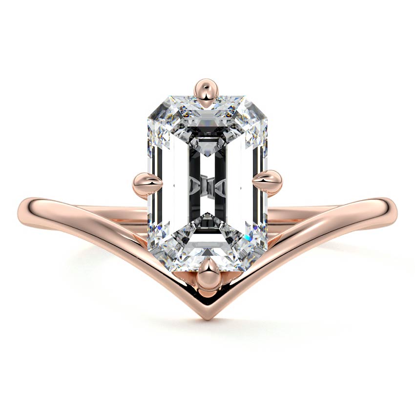 Rose gold Emerald Diamond Solitaire Engagement Ring