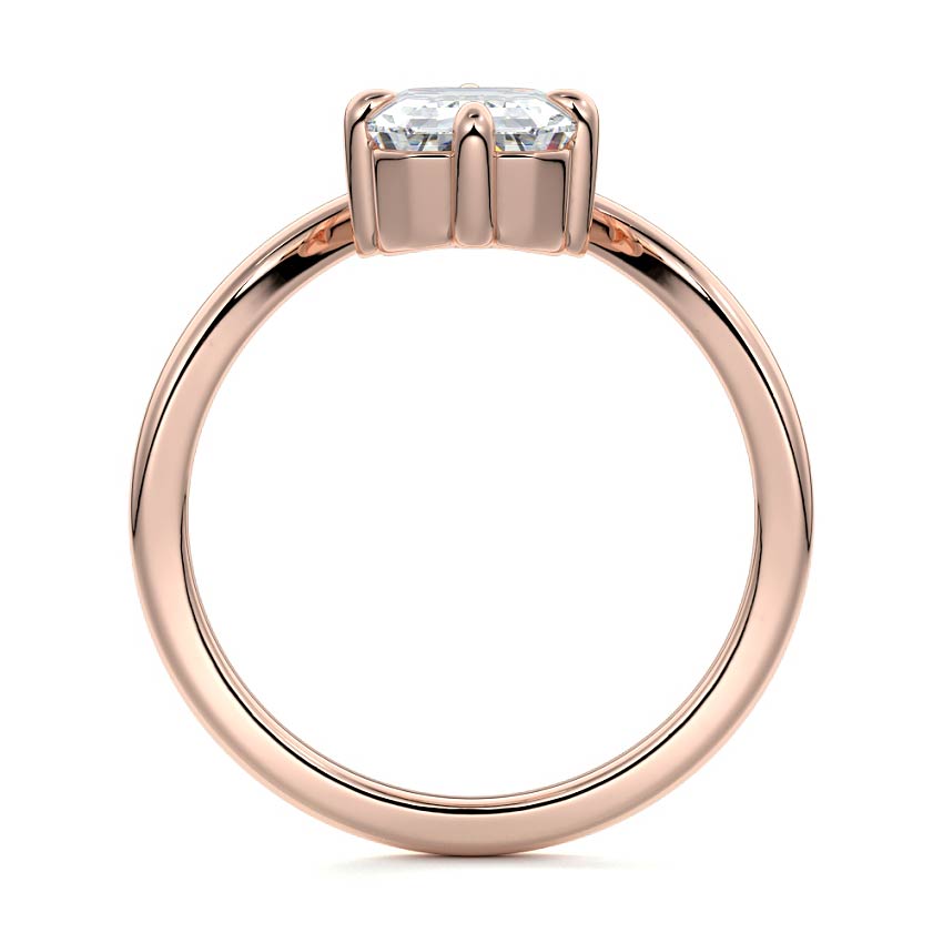 Rose gold Emerald Diamond Solitaire Engagement Ring