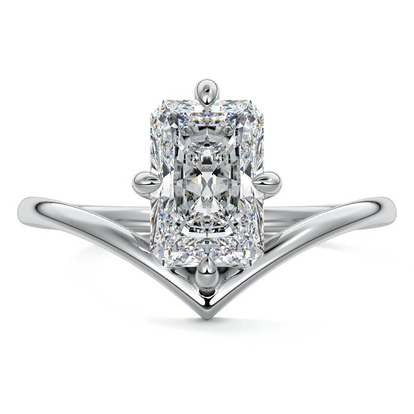 White gold Radiant Diamond Solitaire Engagement Ring