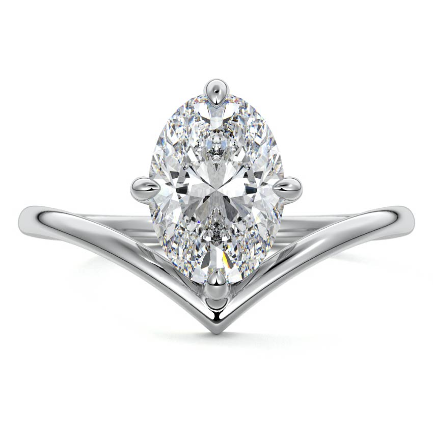 White gold Oval Diamond Solitaire Engagement Ring