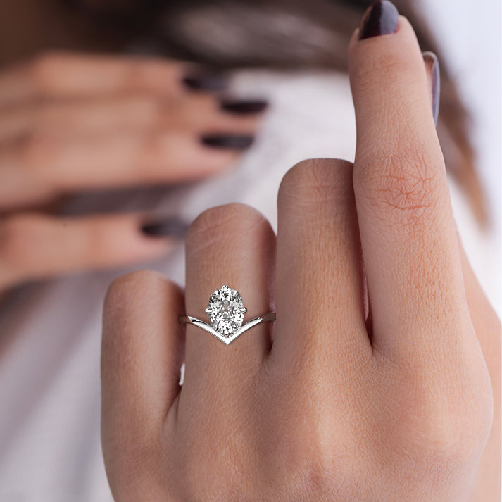 Silver Cushion Diamond Solitaire Engagement Ring