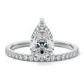 Platinum Pear Diamond Solitaire Engagement Ring with Pavé Band Accent