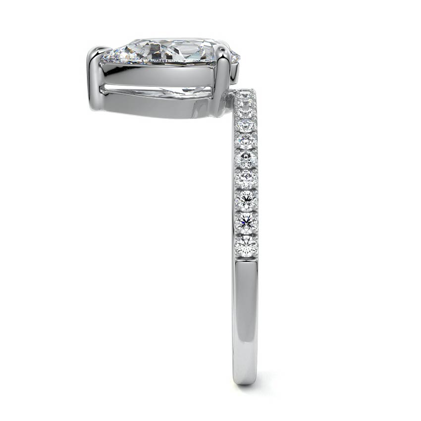 Platinum Pear Diamond Solitaire Engagement Ring with Pavé Band Accent