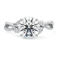 White gold Round Diamond Engagement Ring with Marquise Side Stones and Twisted Band