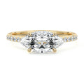 Yellow gold Marquise Diamond Solitaire Engagement Ring with Pavé Shank