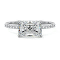 Platinum Radiant Diamond Solitaire Engagement Ring with Pavé Shank