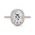 Rose gold Cushion Diamond Double Halo Engagement Ring with Pave Band