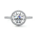 White gold Round Diamond Double Halo Engagement Ring with Pave Band