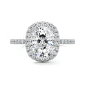 White gold Cushion Diamond Double Halo Engagement Ring with Pave Band
