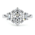 Platinum Three-Stone Marquise Diamond Ring with Step-Cut Side Stones