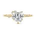 Yellow gold Heart Diamond Side Stone Engagement Ring