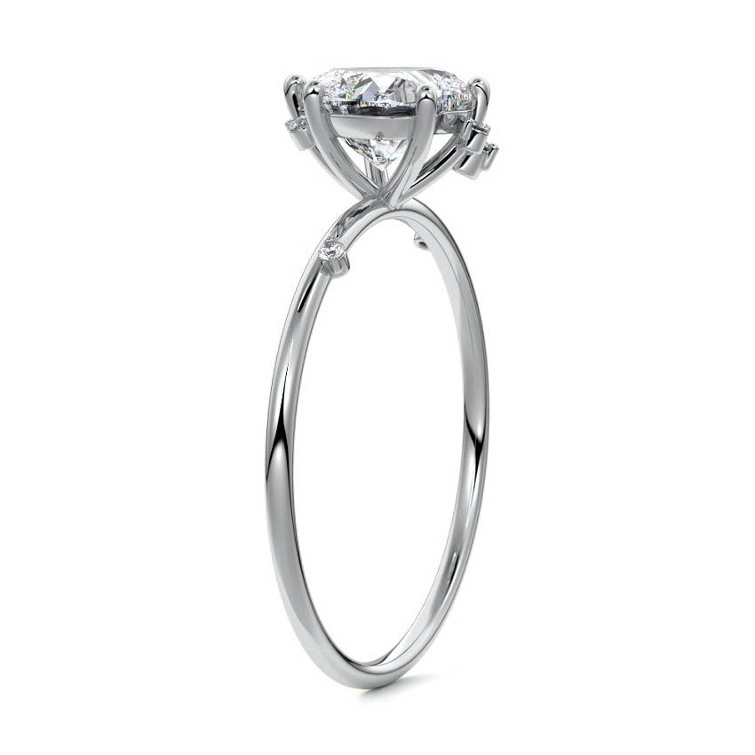 Platinum Heart Diamond Side Stone Engagement Ring