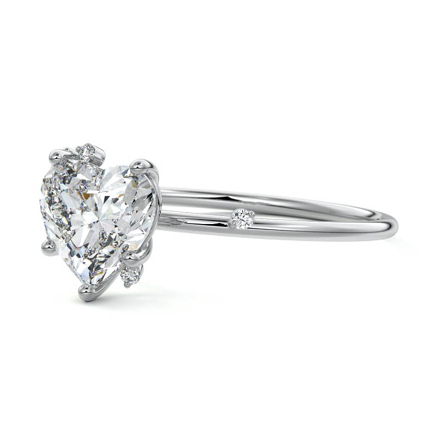 Platinum Heart Diamond Side Stone Engagement Ring