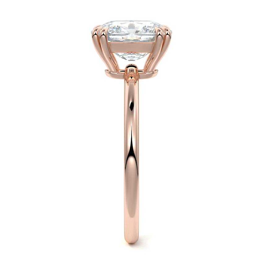 Rose gold Cushion Diamond Solitaire Engagement Ring with Classic Basket Setting