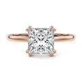 Rose gold Princess Diamond Solitaire Engagement Ring with Classic Basket Setting
