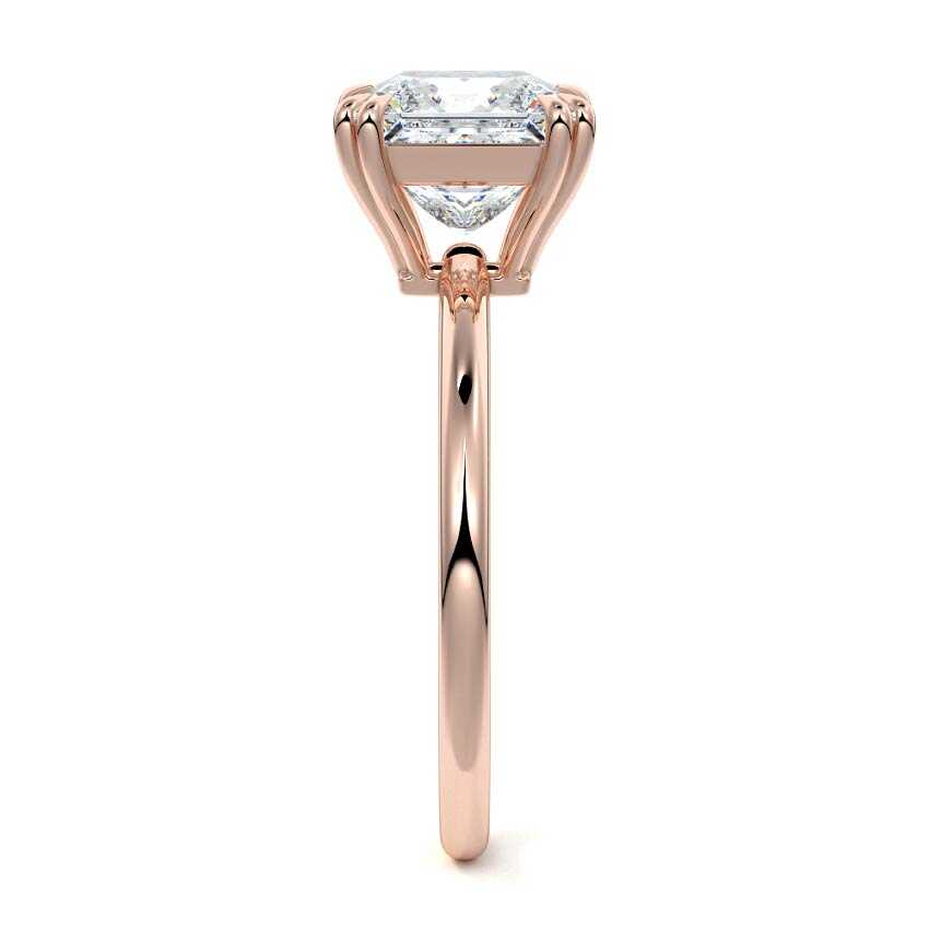 Rose gold Princess Diamond Solitaire Engagement Ring with Classic Basket Setting